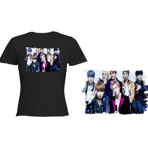 MERCHANDMANIA womens black T-shirt BTS BOY WITH LUV KPOP IDOL MNET girl fashion polyester tecnica short sleeve offer