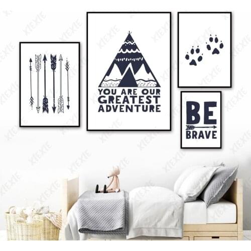 Minimalist Poster Cartoon Nordic Wallpaper Paw Print Arrow Letters Canvas Painting for Home Bedroom Craft Decoration Print