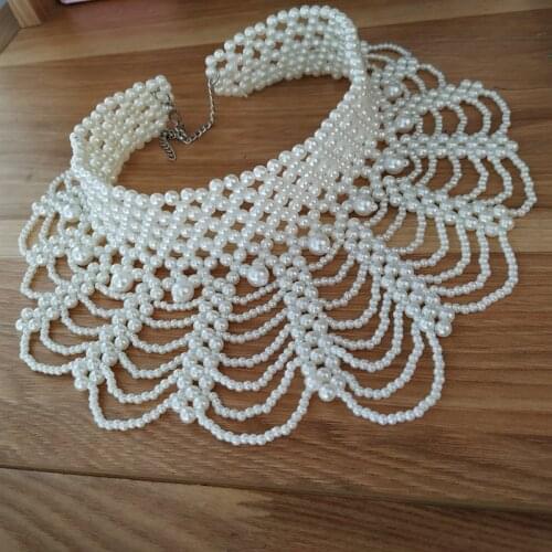 Multi-Layer Simulated Pearls Chain Necklace Choker Bride Necklace for Wedding Dress Match Fashion Jewelry Diy Pearl Collar
