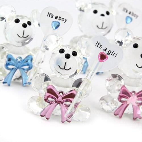 Fashion Crystal Bear Baby Shower Souvenirs Party Christening Giveaway Wedding Favors and Gifts For Guest Girl Boy