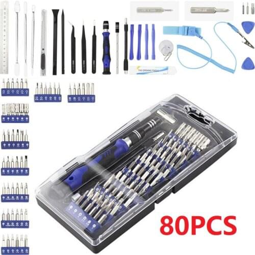 80 In 1 Screwdriver Set Magnetic Screwdriver Bit Torx Multi IC Chip Repair Thin Mobile Phone Electronic Device Repair Tool Set
