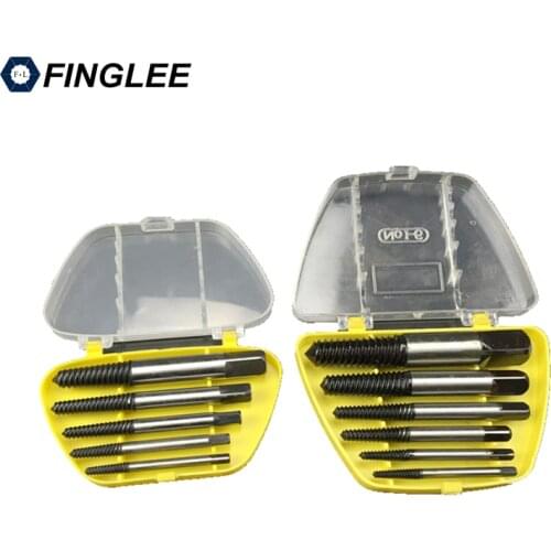 FINGLEE 5-6 PCS Screw Extractor Drill Bits Guide Set Broken Damaged Bolt Remover Double Ended Damaged Screw Extractor