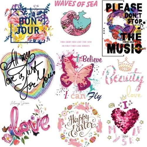 Cartoon Letter Patches Clothing Patches Washable Iron On Heat Transfer Fashion Diy Accessory Stickers Iron Sticker For Clothing