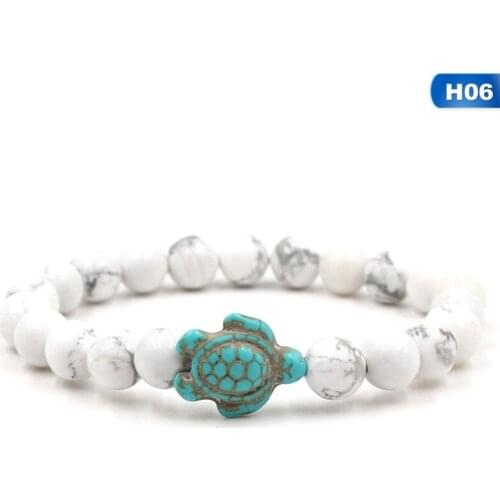 New Sea Turtle Beads Bracelets For Women Men Classic Natural Stone Elastic Friendship Bracelet Summer Beach Jewelry 14Styles