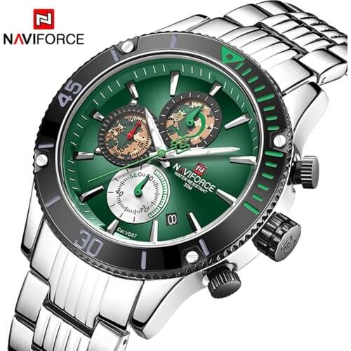 New NAVIFORCE Mens Watches Army Military Sports Wrist Watch Men Waterproof Date Chronograph Green Quartz Clock Relogio Masculino