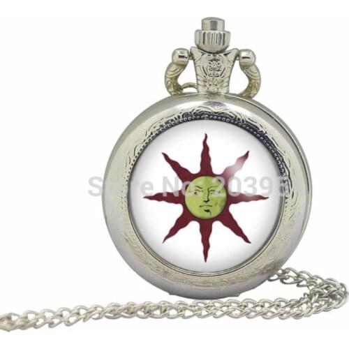New Dark Souls Solaire Of Astora Sun Symbol Yaranaika Pocket Watches Steel 12pcs/lot Handmade Locket Necklace Steampunk Vintage