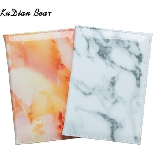 KUDIAN BEAR Marble Style Travel Passport Cover Waterproof PU Leather Passport Holder ID Card Case Wallet Porte Carte BIH087 PM49