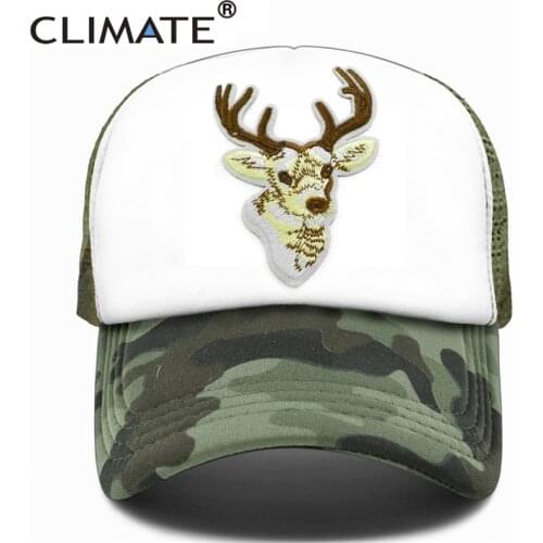 CLIMATE Hunt Hunting Cap Deer Elk Deer Trucker Cap Men Caribou Camouflage Hat Baseball Cap Summer Mesh Cap for Hunt Hunting