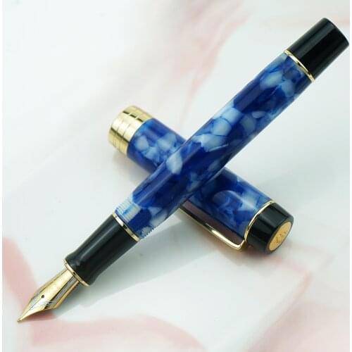 Jinhao 100 Centennial Resin Fountain Pen Blue White Iridium EF/F/M/Bent Nib with Converter Ink Pen Business Office School Gift