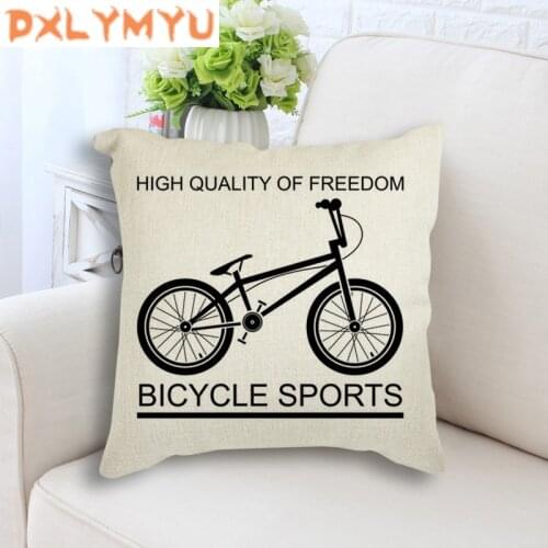 Seat Cushion Black Bicycle Quote Retro Nordic Cushion Cotton Linen Cotton Sofa Car Chair Home Decorative Cushion Throw Pillow