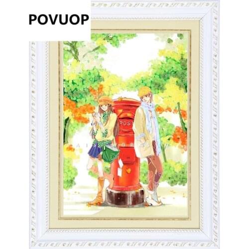 POVUOP Ribbon embroidery 42X58cm small paintings 3d print cross stitch