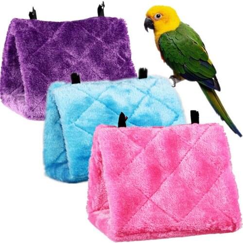 Bird Parrot Hammock Hanging Cave Cage Practical Plush Snuggle Hut Tent Bed Bunk Autumn Winter Warm Fur Hammock 3
