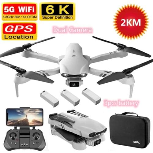 PTZ 6K ESC Dual Camera GPS Position Optical Flow Smart Follow Quadcopter 2000M Aircraft 3 Battery Drone VS SG906 Pro F5 ICAT 7