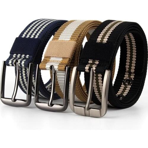 Canvas Military Tactical Belt Man Alloy Pin Buckle Stripe Casual Jeans Belts Women Outdoor Belts Pants Belt With metal buttons