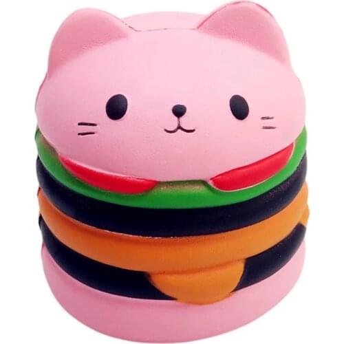 Pink Kawaii Girls Cartoon Hamburger Squishy Slow Rising squeeze Stress Reliever Antistress Toys For Gifts Children Kids
