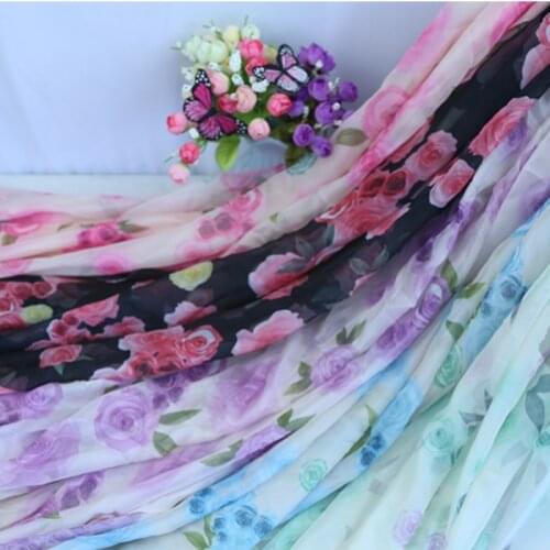 30d Print Rose chiffon cloth costume hanfu skirt yarn silk scarf veil silk fabric