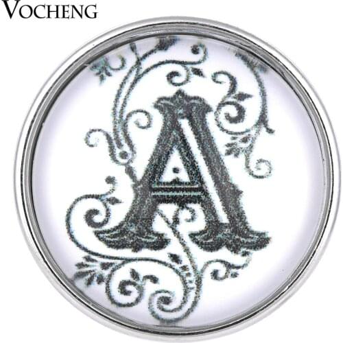 Glass Vocheng Snap Charms 26 English Letters 18mm Copper Metal Interchangeable Jewelry Vn-1618