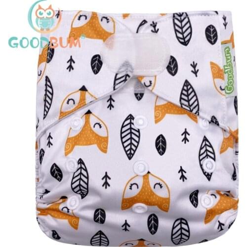 Goodbum 2020 Fox Print Hook Loop Cloth Diaper Washable Adjustable Nappy For Baby Diaper