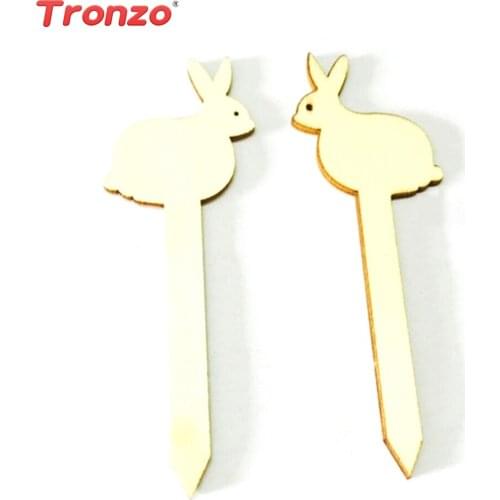 Tronzo 10pcs Easter Rabbit Wooden Craft Easter Party Decoration DIY Easter Bunny Wood Craft Birthday Party Decorations Kids
