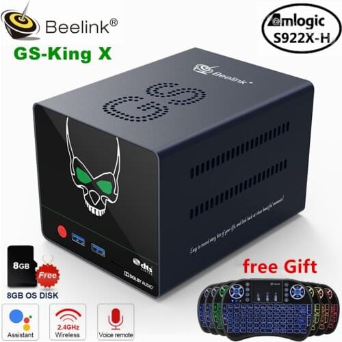 Beelink tv Box Android9.0 and Linux CoreELEC GS-King X Amlogic S922X-H 4G 64GB Dolby DTS 5G WiFi BT4.1 4K Set Top Box W/Keyboard