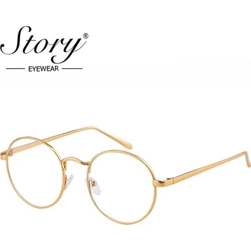 Story Vintage Round Clear Glasses Men Women 2020 brand designer retro reading Eyewear Gold frames Optical Lens eyeglasses PS002