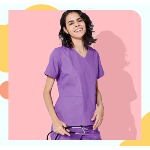 Women Shaped Scrub Set,Pure Color Surgical Clothes,Pet/Beauty Salon/Denistry Clinic Operating Suits.Nursing Washing Uniform