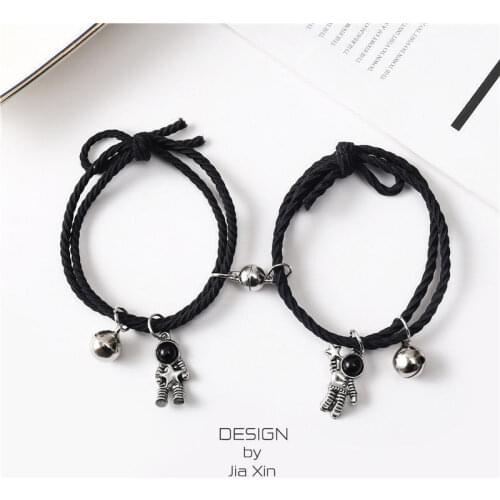 1/2Pcs Magnet Couple Bracelets Charm Spaceman Bracelets Bangles For Women Men Hand Strap Rope Chain Friendship Jewelry Gifts
