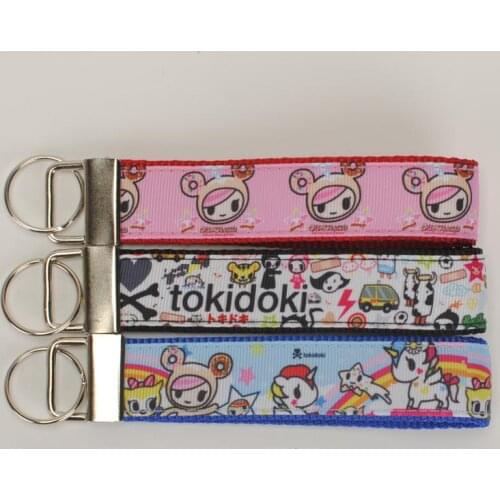 1'25mm 22CM cartoon tokidoki pattern Key Fob,Custom Key Chain Wristlets Personalized Key Chains