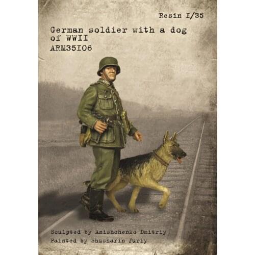 1/35 soldier with a dog of WWII Military scene combination resin kit soldiers GK Military theme Uncoated No colour