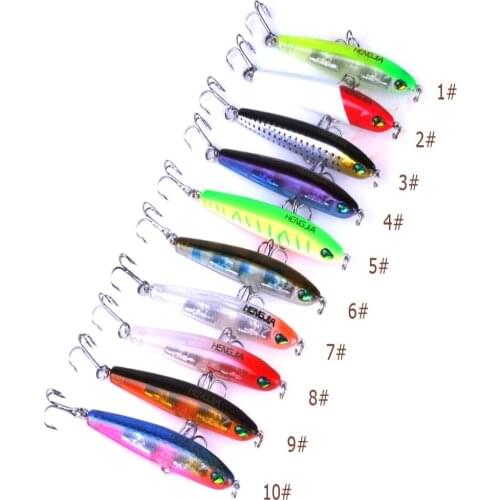 1PC 3D Eyes Fishing Lure Artificial Sinking Pencil Plastic Hard Bait Swimbait 8# 9g/7.5cm with Sharp Hook Anti-corrosion