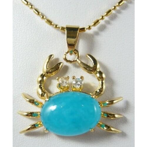 13*18mm light blue JADE crab pendant