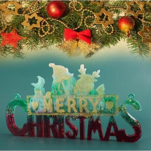13MC DIY Crafts Jewelry Making Crystal Epoxy Resin Mold Christmas Letters Listed Decoration Pendant Casting Silicone Mould