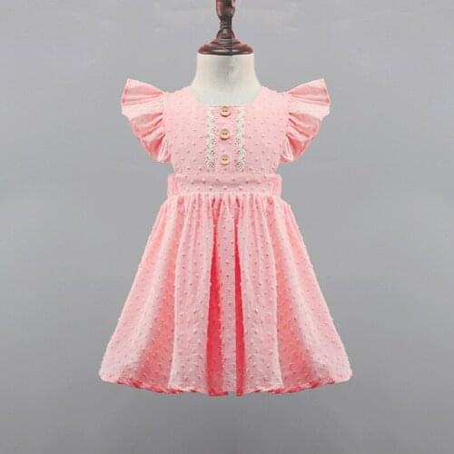2020 New Summer Girls' Dress Flying sleeve Cotton Pleated Party Princess Dress Childrens Kids Girls Clothing