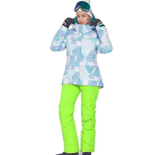 2020 Womens Ski Suit Hooded Warm Jackets Overalls Sport Woman Snow Clothes Snowboarding Waterproof Female Skiing Clothing