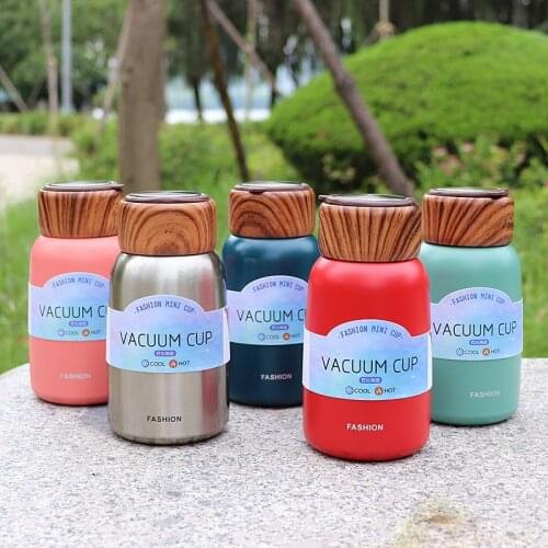 300ml Mini Wood Grain Insulated Coffee Thermos Water Bottle For Hot Thermal Mug Stanley Thermos For Tea