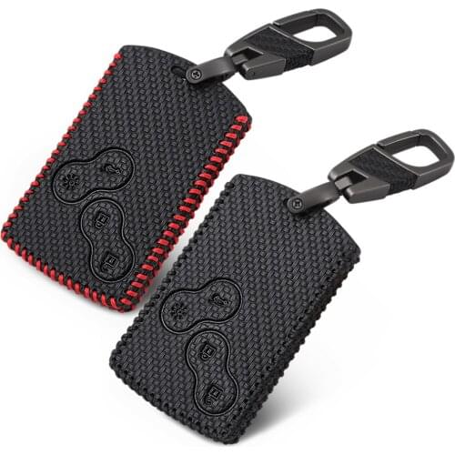 4 Buttons Carbon Fiber Style Leather Car-Styling Key Cover Case Protector For Renault Clio Logan Megane 2 3 Koleos Scenic Card