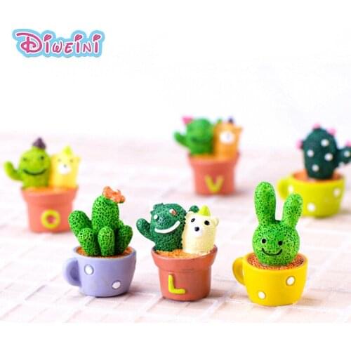 4pcs/set LOVE Cactus Model Potted Plant action Figure Miniature Figurine Fairy home Garden Wedding Doll Decoration Girl toy gift