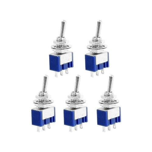 5 Pcs ON/ON Double Poles Dual Throws 3-Terminals Toggle Switch 6A 125VAC