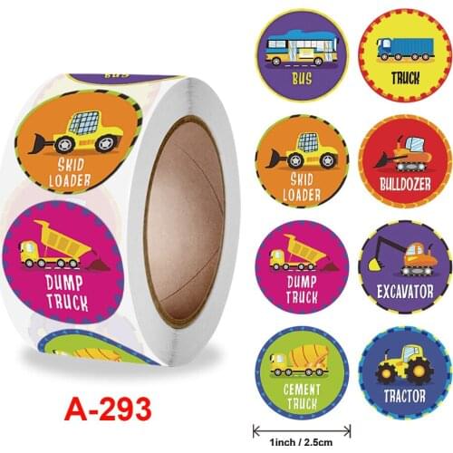 500pcs Bus Truck Stickers Teacher Supplies for Kids Cognition Sticker Roll Construction Sticker Car Home Birthday Party Decor