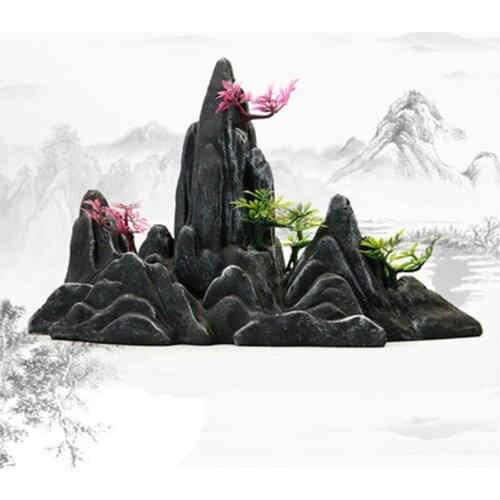 Aquarium Fish Decoration Resin Mountain Water Tank Aquarium Turtle Climb Platform View Stone Ornament