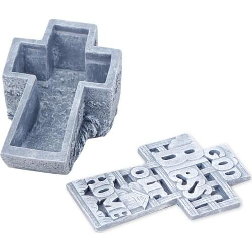Christian Cross Storage Case Resin Jesus Ornament Home Decor God Bless Our Home Religious Ornament Nativity Ornament