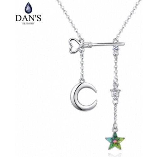 DANS Element Brand 2 Colors Real Austrian Crystals Fashion Water Drop Tassel Pendant Necklace for Women Valentine Gift 128301