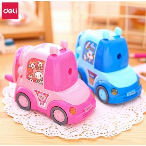 Deli Manual Pencil Sharpener 5 Pcs Cute Cartoon Car Pencil Sharpener School & Office Stationery Kawaii Gift Prize for Kids