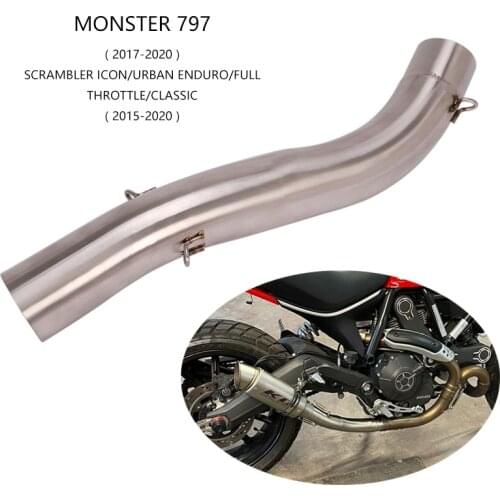For Ducati Monster 797 Scrambler Icon/Urban Enduro/Full Throttle/Classic Exhaust Pipe Motorcycle Mid Tube Slip On 51mm Mufflers