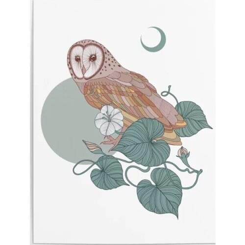 Home Decor Canvas Prints Painting Pink Owl Poster Wall Barn Artwork For Bedside Background Modular Botanical Pictures No Frame