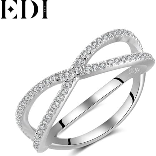 EDI Criss Cross Eternal 0.33cttw Round Natural Diamond Rings Real 14k White Gold Wedding Bands For Women Fine Jewelry
