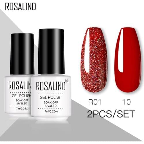 ROSALIND Gel Nail Polish Semi Permanent Nails Pure Color Hybrid Varnishes Soak Off Gel Design For Manicure 7ml Nail Lacquer