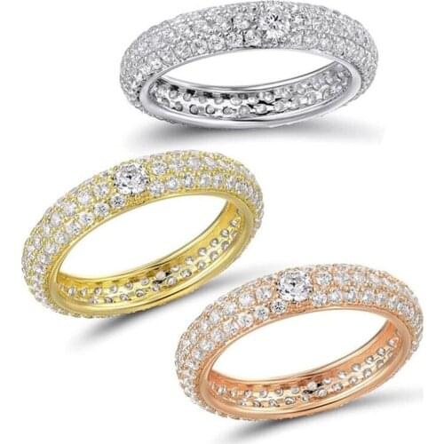 New Arrival Handmade Luxury Jewelry 925 Sterling Silver&Rose Gold Fill Pave White AAAAA Cubic Zircon Popular Women Wedding Ring