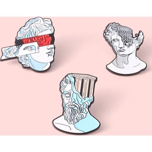 Art Retro Architecture Metal Enamel Brooch Fashion Cartoon Sculpture Rose Flower Badge Personality Lapel Backpack Jewelry Gift