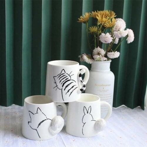 Cartoon 3D Relief Ceramic Juice Mugs Cute animal Coffee Mug Tea Water Cups Milk Lemon Drinkware Couple Cup